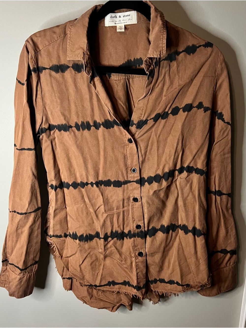 Anthropologie  cloth and stone Brown Button-Down Tie-Dye Shirt